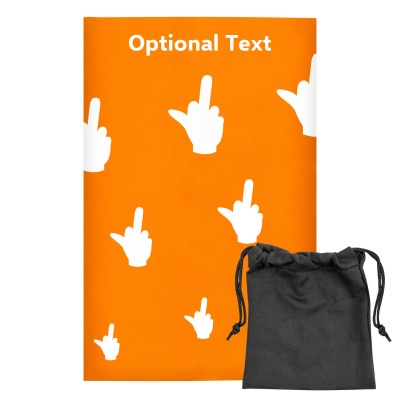 Regular (38cm x 25cm) (Single Finger Icon) Burnt Orange - Stretch Polyester (Personalised with Text) with Small Black Storage Pouch