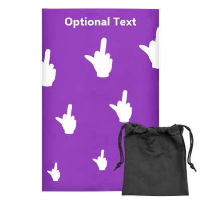 Regular (38cm x 25cm) (Single Finger Icon) Purple - Stretch Polyester (Personalised with Text) with Small Black Storage Pouch