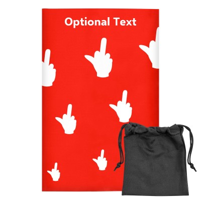 Regular (38cm x 25cm) (Single Finger Icon) Red - Stretch Polyester (Personalised with Text) with Small Black Storage Pouch