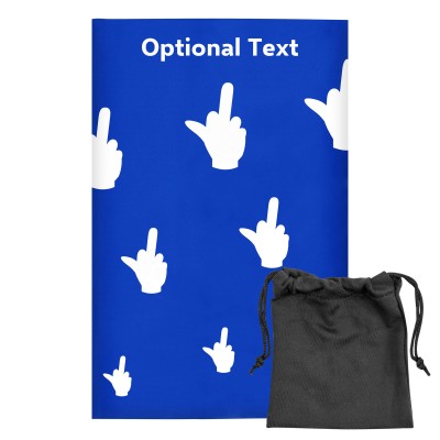 Regular (38cm x 25cm) (Single Finger Icon) Royal Blue - Stretch Polyester (Personalised with Text) with Small Black Storage Pouch