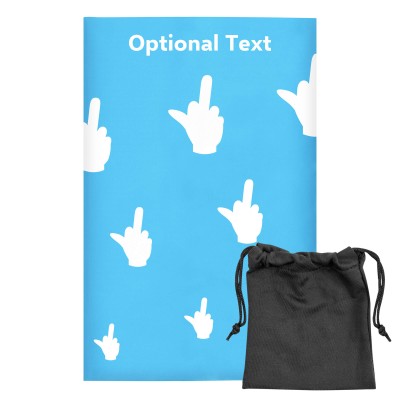 Regular (38cm x 25cm) (Single Finger Icon) Sky Blue - Stretch Polyester (Personalised with Text) with Small Black Storage Pouch