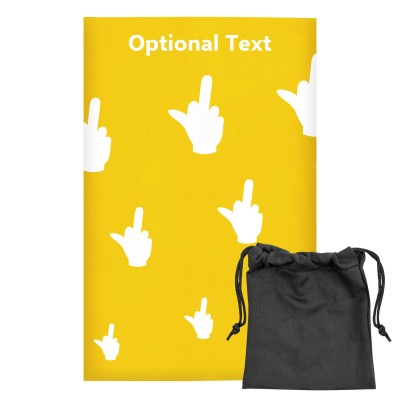 Regular (38cm x 25cm) (Single Finger Icon) Yellow - Stretch Polyester (Personalised with Text) with Small Black Storage Pouch