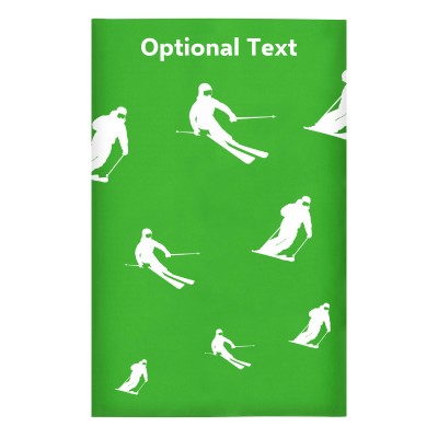 Regular (38cm x 25cm) (Skiing Icon) Bright Green - Stretch Polyester (Personalised with Text)