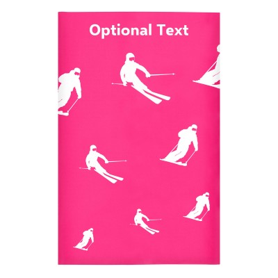Regular (38cm x 25cm) (Skiing Icon) Hot Pink (Fuchsia) - Stretch Polyester (Personalised with Text)
