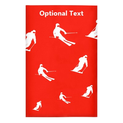 Regular (38cm x 25cm) (Skiing Icon) Red - Stretch Polyester (Personalised with Text)