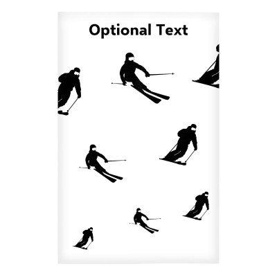 Regular (38cm x 25cm) (Skiing Icon) White - Stretch Polyester (Personalised with Text)