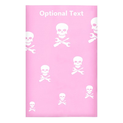 Regular (38cm x 25cm) (Skull & Spanner Icon) Baby Pink - Stretch Polyester (Personalised with Text)