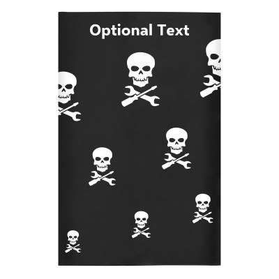 Regular (38cm x 25cm) (Skull & Spanner Icon) Black - Stretch Polyester (Personalised with Text)