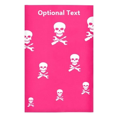 Regular (38cm x 25cm) (Skull & Spanner Icon) Hot Pink (Fuchsia) - Stretch Polyester (Personalised with Text)