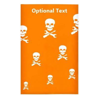 Regular (38cm x 25cm) (Skull & Spanner Icon) Burnt Orange - Stretch Polyester (Personalised with Text)