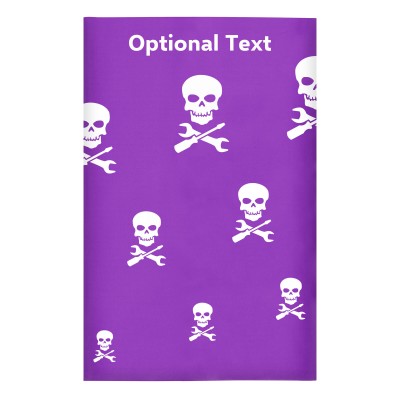 Regular (38cm x 25cm) (Skull & Spanner Icon) Purple - Stretch Polyester (Personalised with Text)