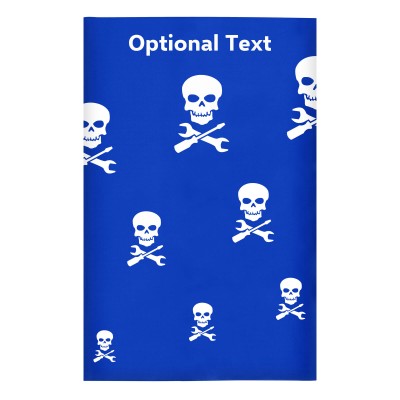 Regular (38cm x 25cm) (Skull & Spanner Icon) Royal Blue - Stretch Polyester (Personalised with Text)