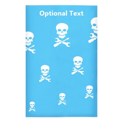 Regular (38cm x 25cm) (Skull & Spanner Icon) Sky Blue - Stretch Polyester (Personalised with Text)