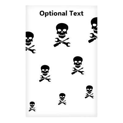 Regular (38cm x 25cm) (Skull & Spanner Icon) White - Stretch Polyester (Personalised with Text)