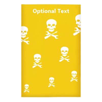 Regular (38cm x 25cm) (Skull & Spanner Icon) Yellow - Stretch Polyester (Personalised with Text)