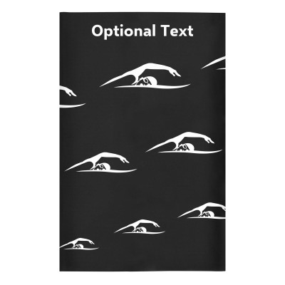 Regular (38cm x 25cm) (Swimming Icon) Black - Stretch Polyester (Personalised with Text)