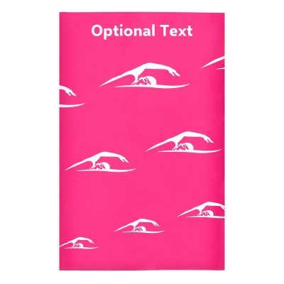 Regular (38cm x 25cm) (Swimming Icon) Hot Pink (Fuchsia) - Stretch Polyester (Personalised with Text)