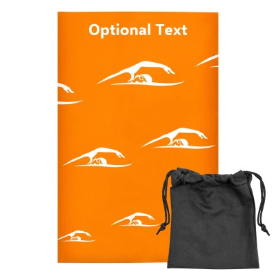 Regular (38cm x 25cm) (Swimming Icon) Burnt Orange - Stretch Polyester (Personalised with Text) with Small Black Storage Pouch