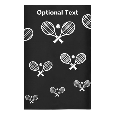 Regular (38cm x 25cm) (Tennis Icon) Black - Stretch Polyester (Personalised with Text)