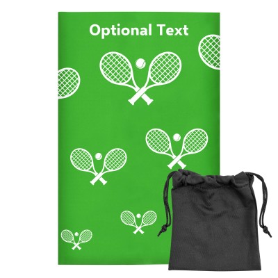 Regular (38cm x 25cm) (Tennis Icon) Bright Green - Stretch Polyester (Personalised with Text) with Small Black Storage Pouch