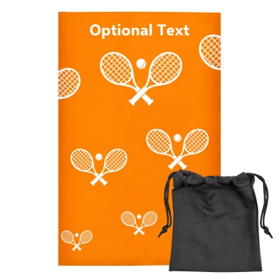 Regular (38cm x 25cm) (Tennis Icon) Burnt Orange - Stretch Polyester (Personalised with Text) with Small Black Storage Pouch