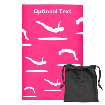 Regular (38cm x 25cm) (Trampolining Icon) Hot Pink (Fuchsia) - Stretch Polyester (Personalised with Text) with Small Black Storage Pouch