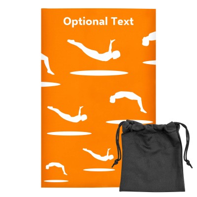 Regular (38cm x 25cm) (Trampolining Icon) Burnt Orange - Stretch Polyester (Personalised with Text) with Small Black Storage Pouch