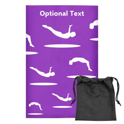 Regular (38cm x 25cm) (Trampolining Icon) Purple - Stretch Polyester (Personalised with Text) with Small Black Storage Pouch