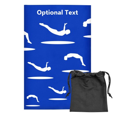 Regular (38cm x 25cm) (Trampolining Icon) Royal Blue - Stretch Polyester (Personalised with Text) with Small Black Storage Pouch