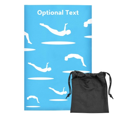 Regular (38cm x 25cm) (Trampolining Icon) Sky Blue - Stretch Polyester (Personalised with Text) with Small Black Storage Pouch