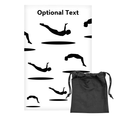 Regular (38cm x 25cm) (Trampolining Icon) White - Stretch Polyester (Personalised with Text) with Small Black Storage Pouch