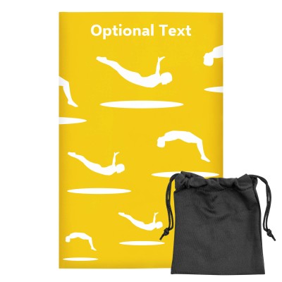 Regular (38cm x 25cm) (Trampolining Icon) Yellow - Stretch Polyester (Personalised with Text) with Small Black Storage Pouch