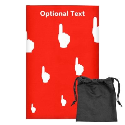 Regular (38cm x 25cm) (We Are No. 1 Icon) Red - Stretch Polyester (Personalised with Text) with Small Black Storage Pouch