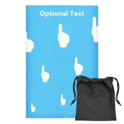 Regular (38cm x 25cm) (We Are No. 1 Icon) Sky Blue - Stretch Polyester (Personalised with Text) with Small Black Storage Pouch