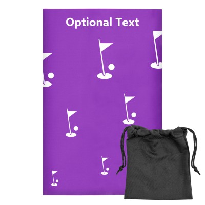 Regular (38cm x 25cm) (Golf Icon) Purple - Stretch Polyester (Personalised with Text) with Small Black Storage Pouch