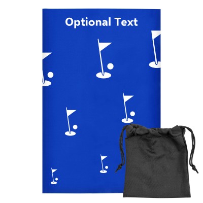 Regular (38cm x 25cm) (Golf Icon) Royal Blue - Stretch Polyester (Personalised with Text) with Small Black Storage Pouch