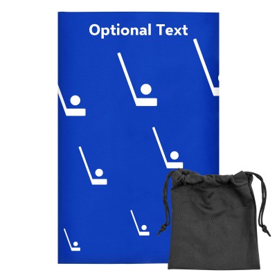 Regular (38cm x 25cm) (Hockey Icon) Royal Blue - Stretch Polyester (Personalised with Text) with Small Black Storage Pouch