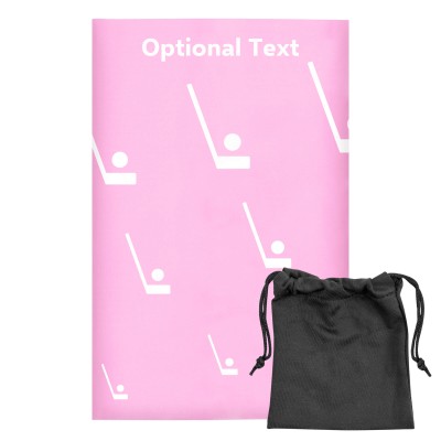 Regular (38cm x 25cm) (Hockey Icon) Baby Pink - Stretch Polyester (Personalised with Text) with Small Black Storage Pouch