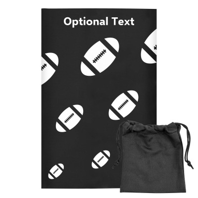 Regular (38cm x 25cm) (Rugby Icon) Black - Stretch Polyester (Personalised with Text) with Small Black Storage Pouch