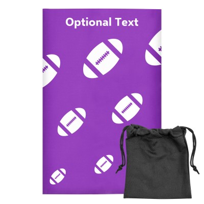Regular (38cm x 25cm) (Rugby Icon) Purple - Stretch Polyester (Personalised with Text) with Small Black Storage Pouch