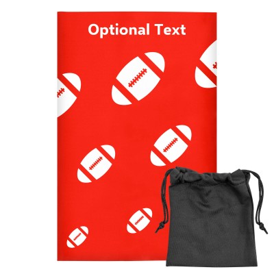 Regular (38cm x 25cm) (Rugby Icon) Red - Stretch Polyester (Personalised with Text) with Small Black Storage Pouch