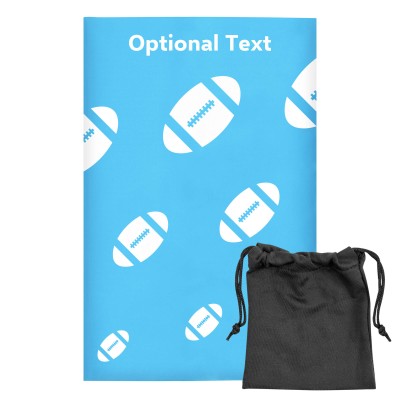 Regular (38cm x 25cm) (Rugby Icon) Sky Blue - Stretch Polyester (Personalised with Text) with Small Black Storage Pouch