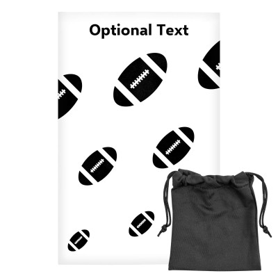 Regular (38cm x 25cm) (Rugby Icon) White - Stretch Polyester (Personalised with Text) with Small Black Storage Pouch