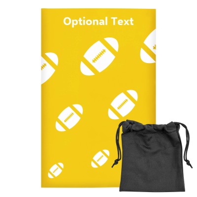 Regular (38cm x 25cm) (Rugby Icon) Yellow - Stretch Polyester (Personalised with Text) with Small Black Storage Pouch