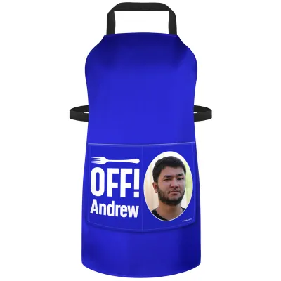 (70cm x 55cm) - Royal Blue Cotton Fabric (Personalised with Text) and Photo Printed Pocket