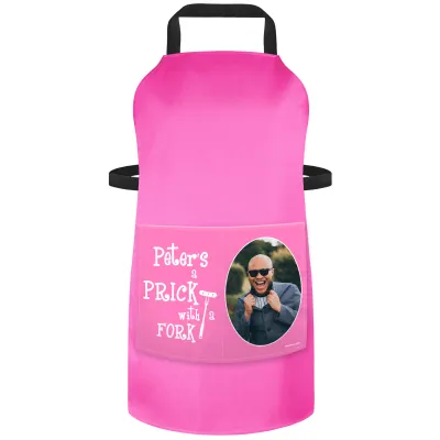 (70cm x 55cm) with Prick with a Fork Icon - Hot Pink Cotton Fabric (Personalised with Text) and Photo Printed Pocket