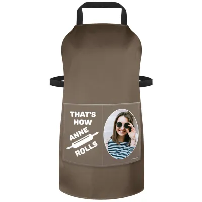 (90cm x 70cm) with Roll Icon - Chocolate Luxury Cotton Fabric (Personalised with Text) and Photo Printed Pocket