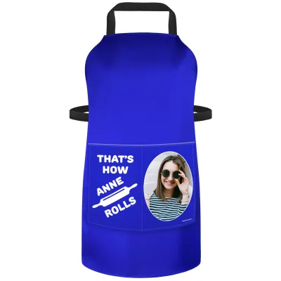 (90cm x 70cm) with Roll Icon - Royal Blue Cotton Fabric (Personalised with Text) and Photo Printed Pocket