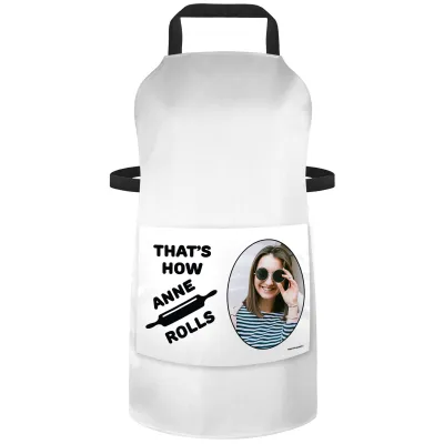 (90cm x 70cm) with Roll Icon - White Cotton Fabric (Personalised with Text) and Photo Printed Pocket