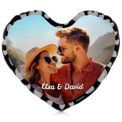 (40cm Heart) Black Soft Velvet Polyester Fabric (Personalised with Text)